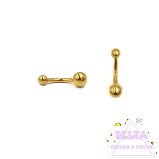 Piercing nombril titane boules simples – Or