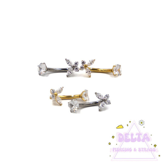 Piercing nombril papillon titane avec strass