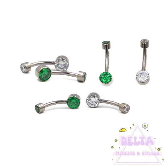 Piercing nombril en titane avec strass
