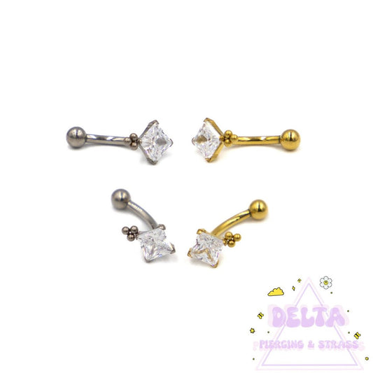 Banane en titane avec strass carré