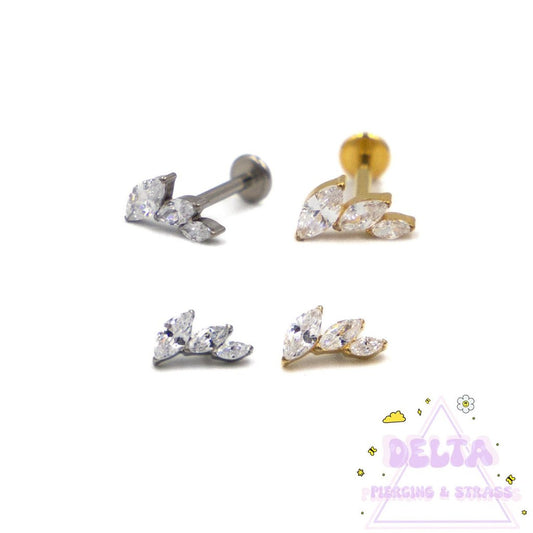 Piercing en titane – 3 feuilles en arc zirconium