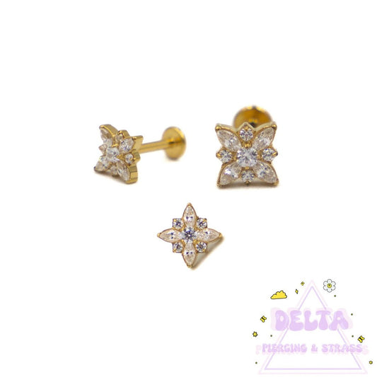 Piercing en titane doré – Étoile zirconium