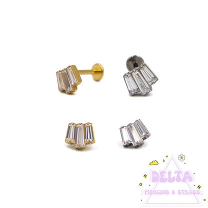 Piercing 3 zirconiums alignés en titane