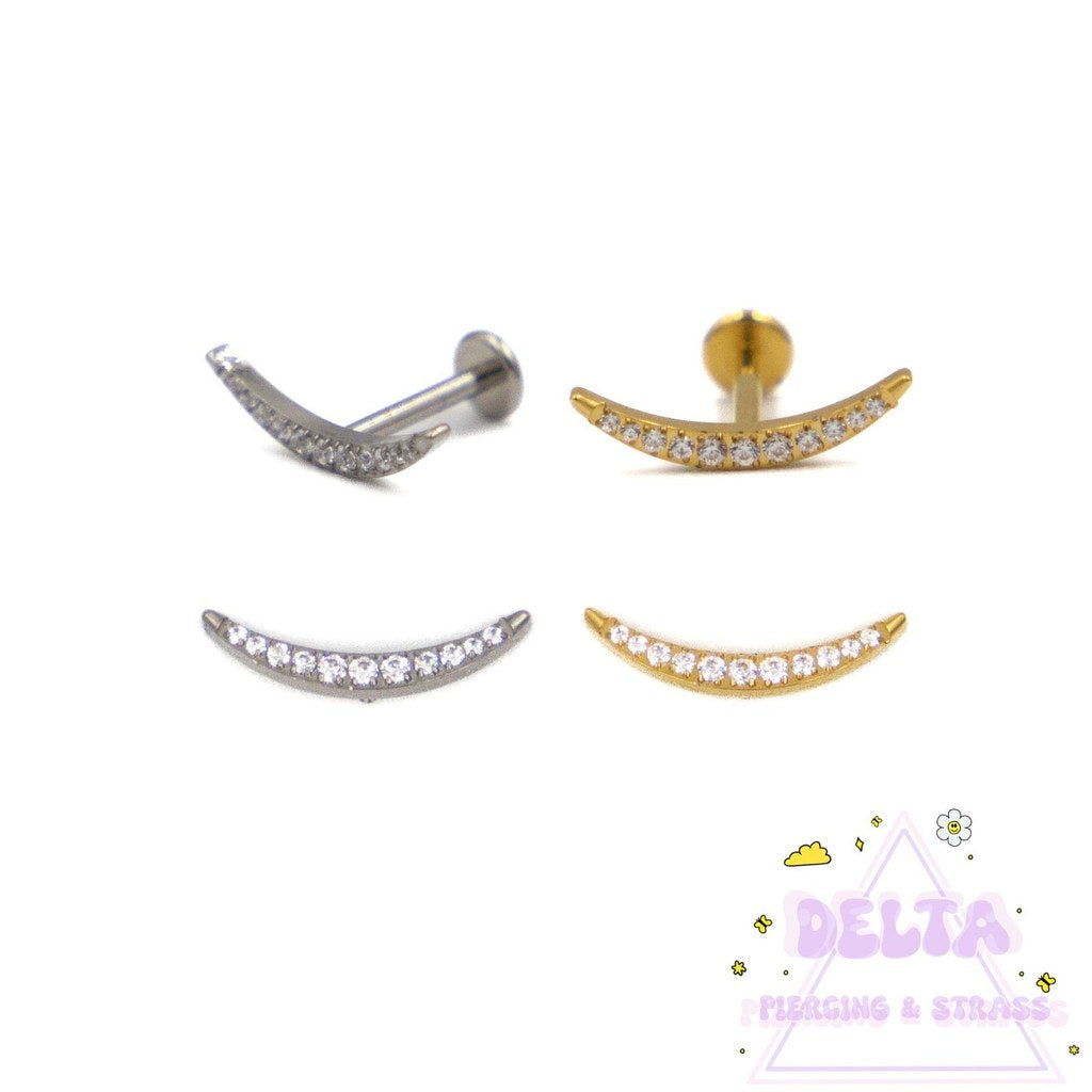 Piercing en titane doré – Arc fin serti de zirconiums