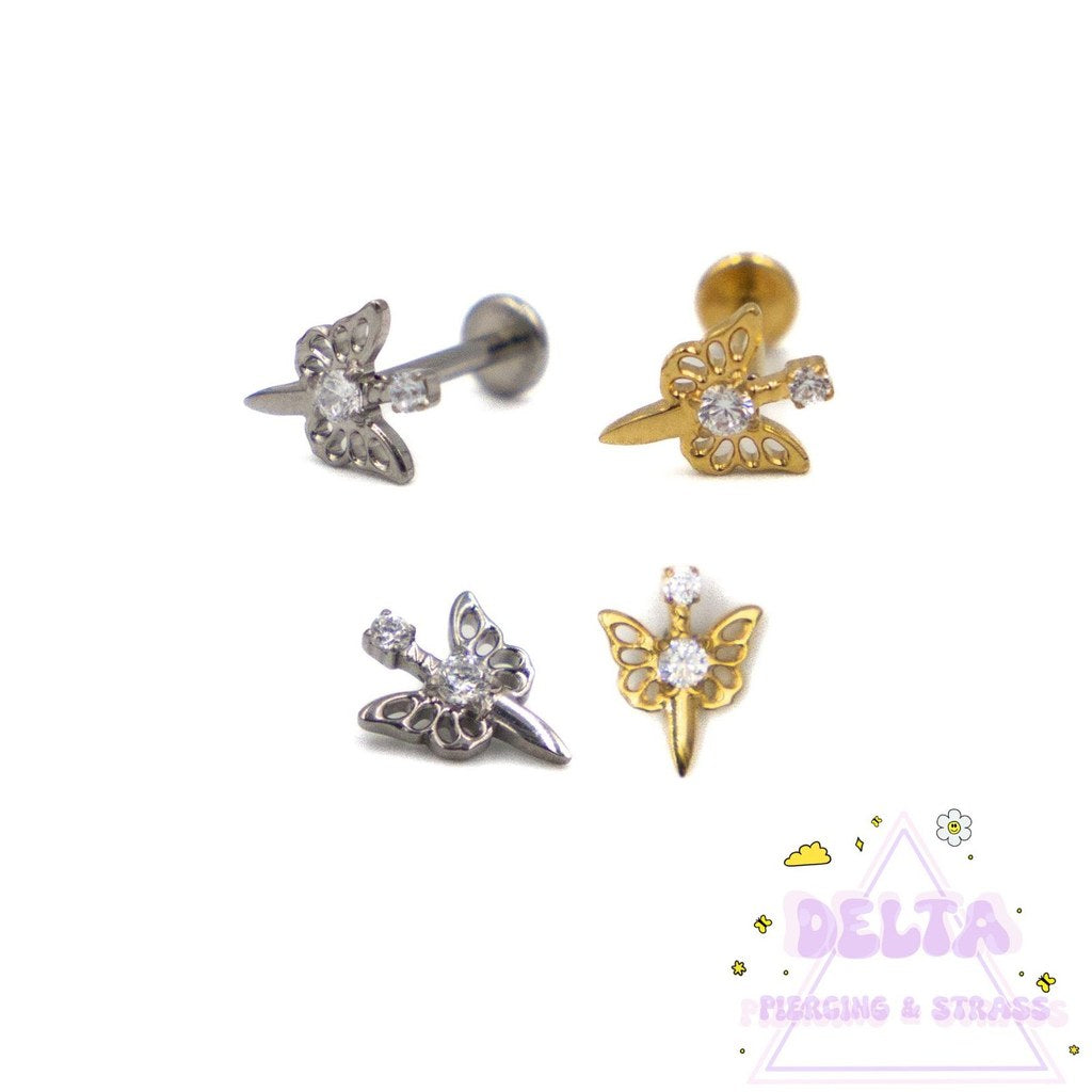 Piercing en titane – Papillon/Lame zirconium