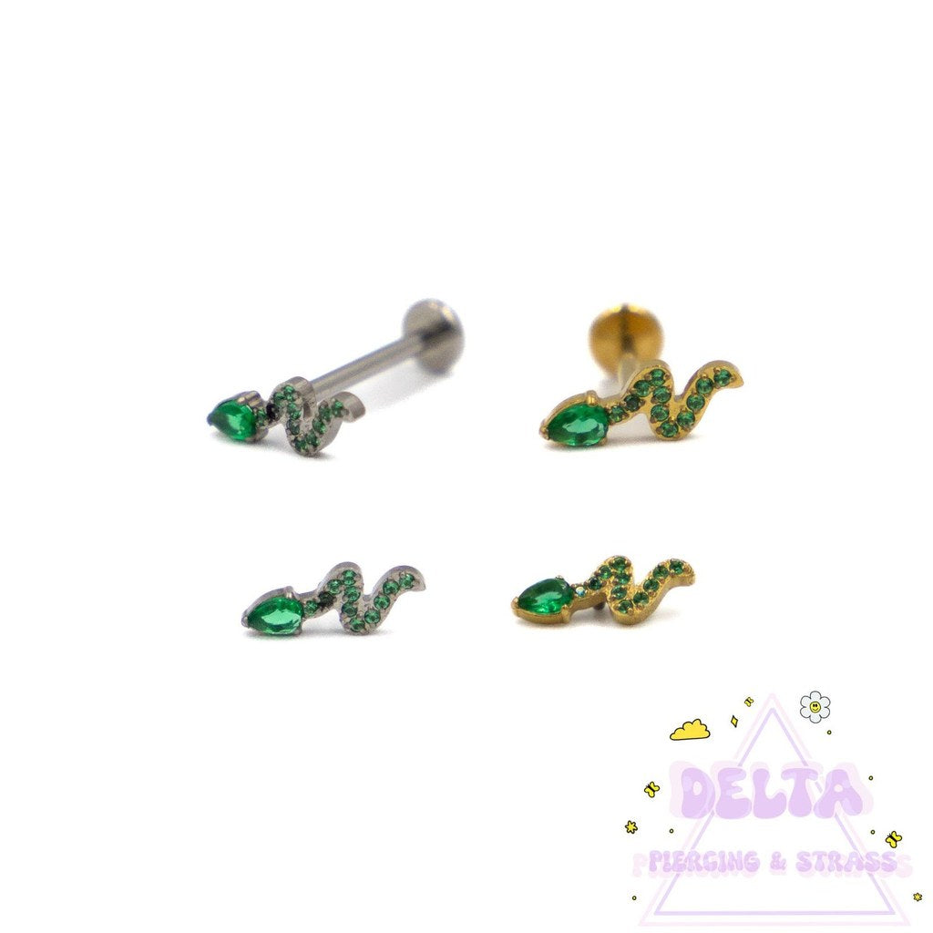 Piercing serpent émeraude en titane
