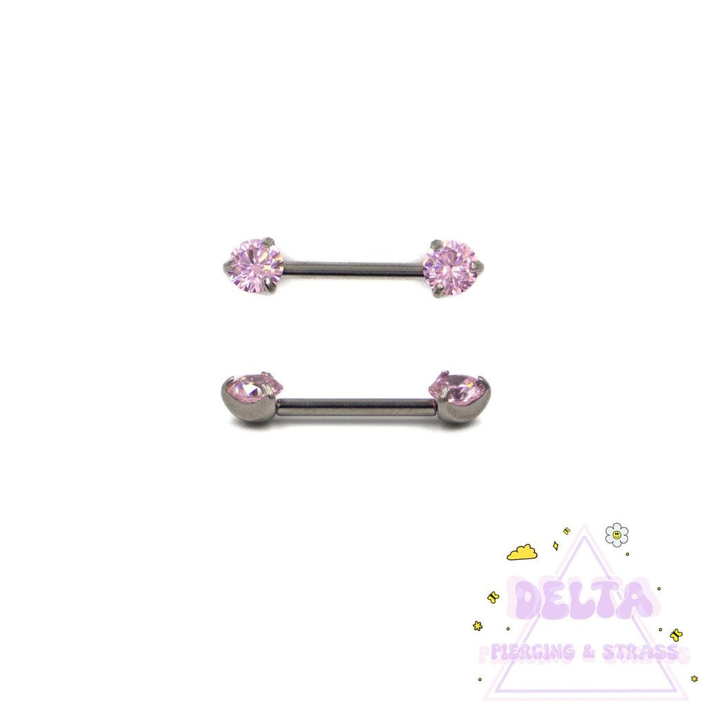 Piercing Téton en Titane avec Strass Roses