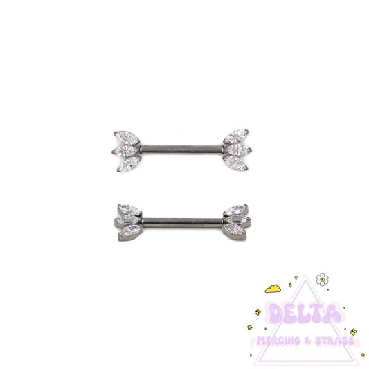 Piercing Téton Feuilles Zirconiums