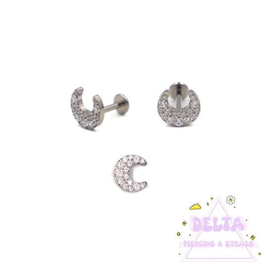 Piercing lune étoilée en titane argenté