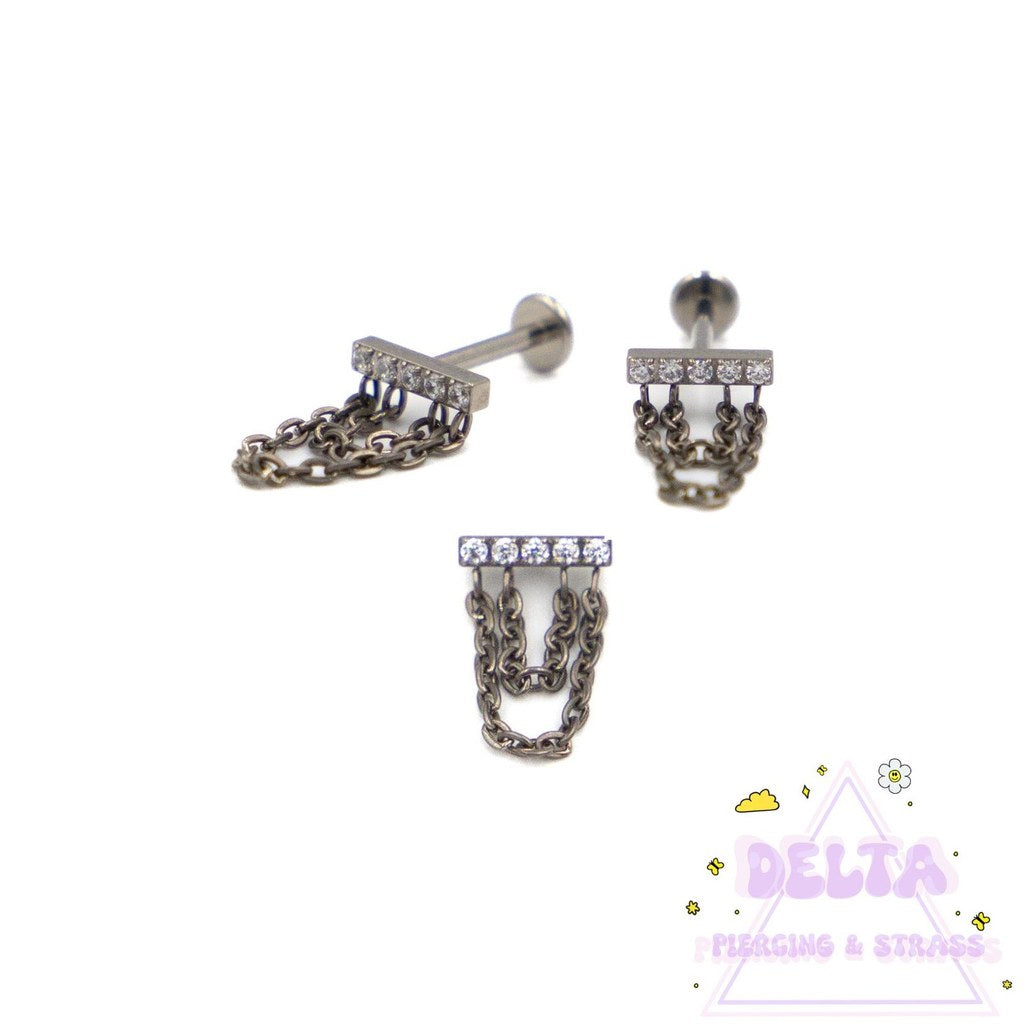 Piercing Chaîne Strass en Titane Argenté