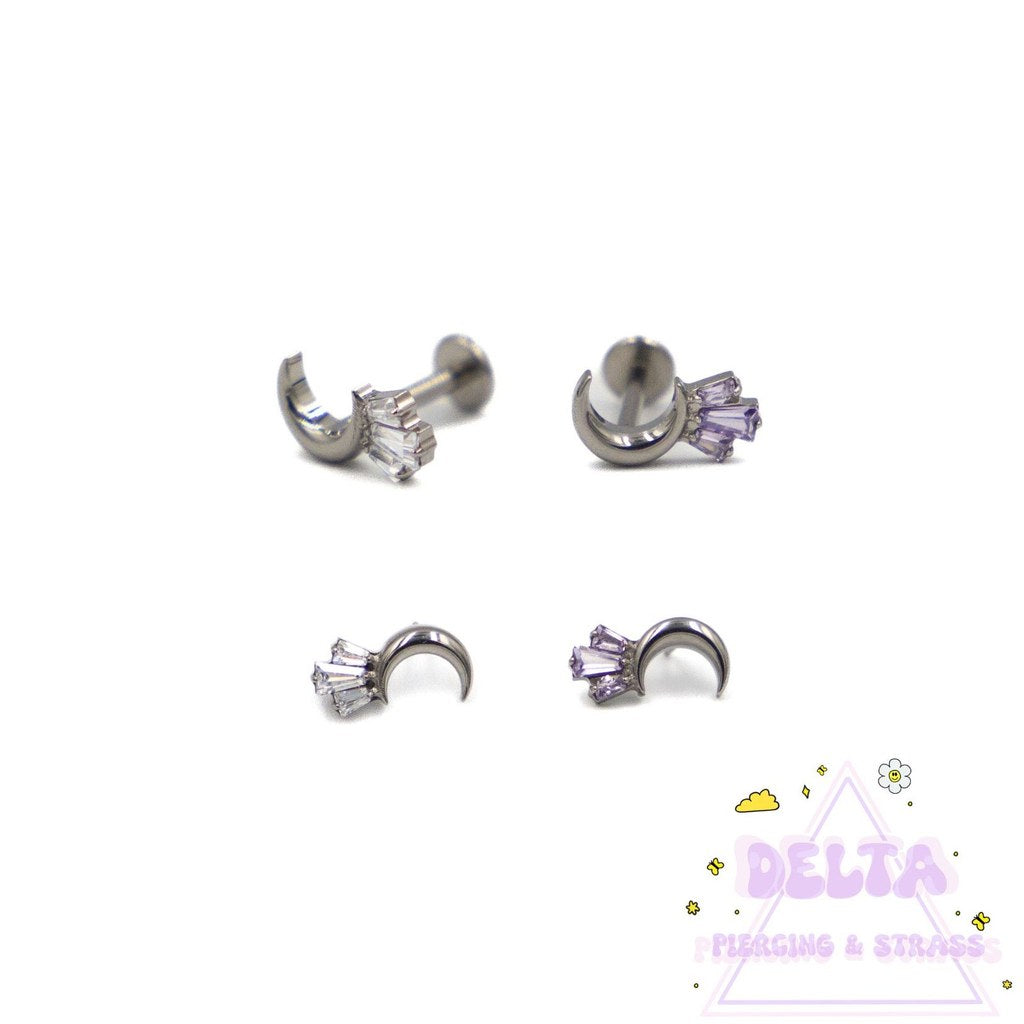 Piercing lune gemme en titane